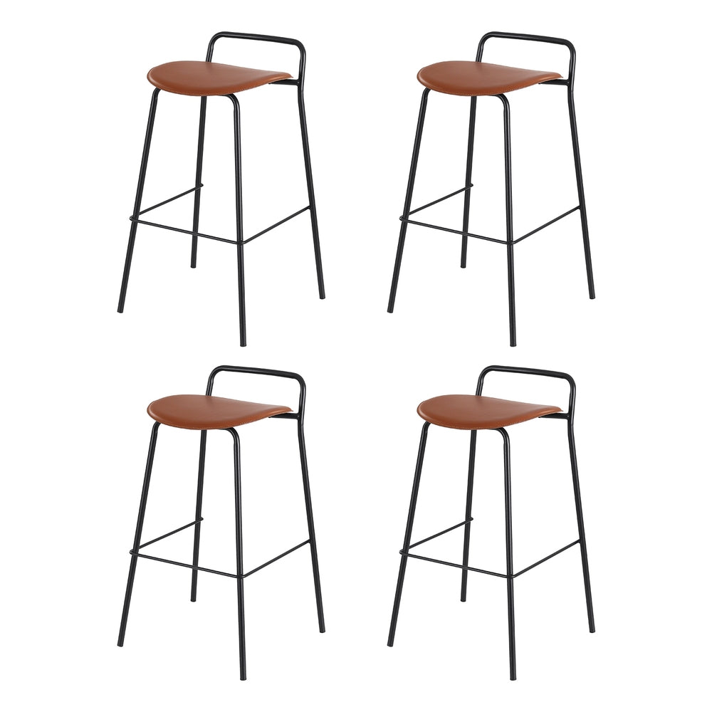 4x Bar Stools Kitchen Counter Dining Chair Metal Brown