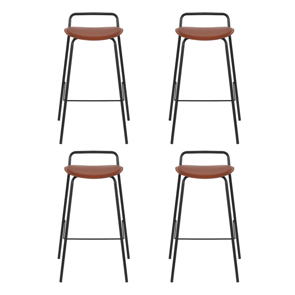 4x Bar Stools Kitchen Counter Dining Chair Metal Brown