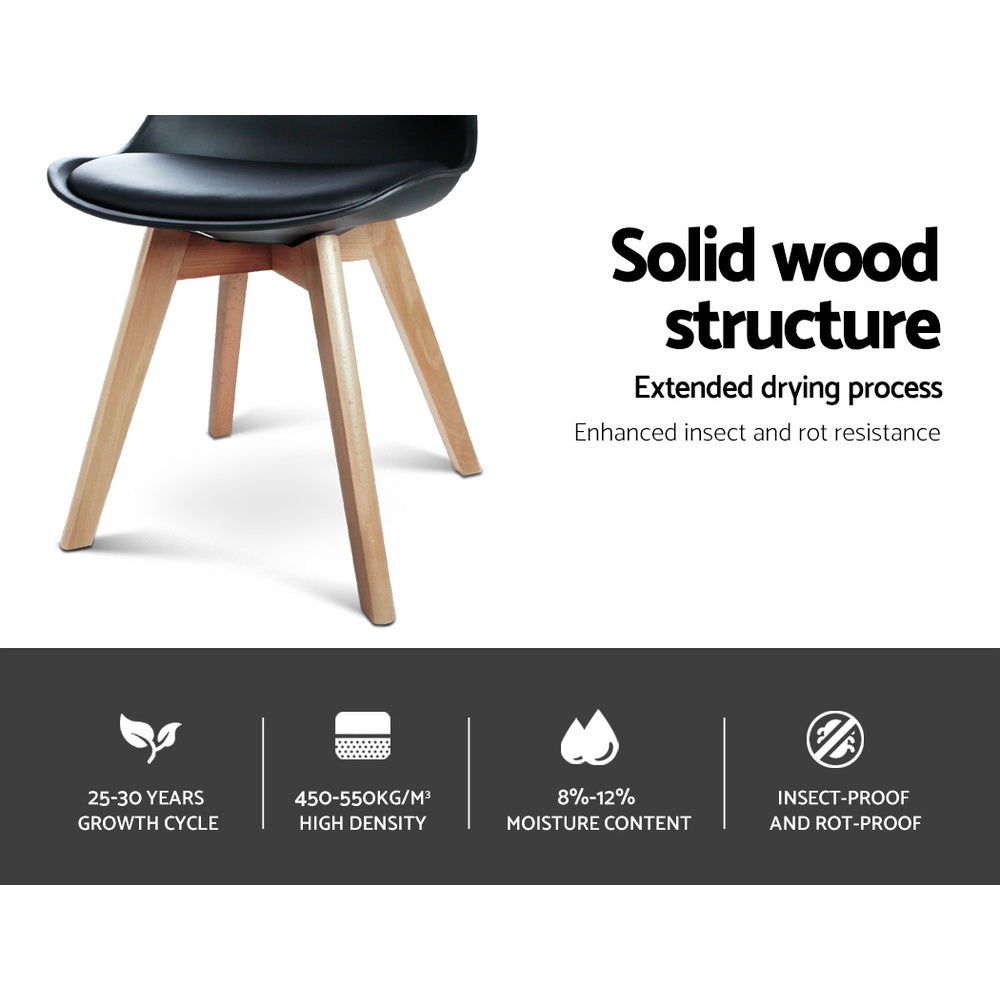 Dining Chairs Set of 4 Leather Plastic DSW Replica Wooden Black