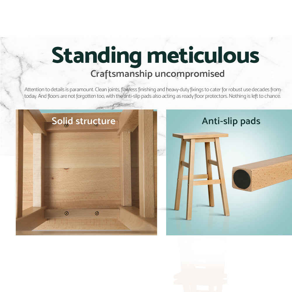 Bar Stools Kitchen Counter Stools Wooden Chairs Natural x2