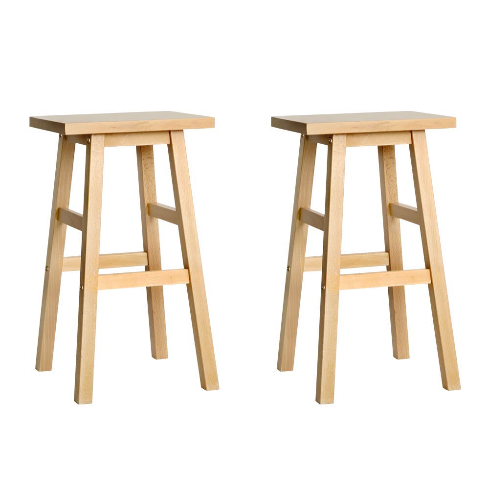 Bar Stools Kitchen Counter Stools Wooden Chairs Natural x2