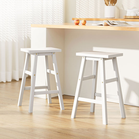 Bar Stools Kitchen Counter Stools Wooden Chairs White x2