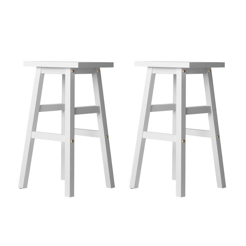 Bar Stools Kitchen Counter Stools Wooden Chairs White x2