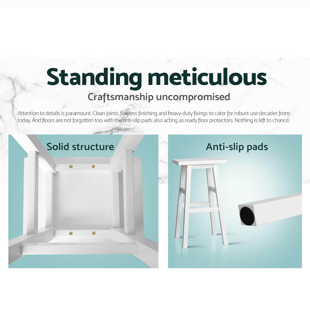 Bar Stools Kitchen Counter Stools Wooden Chairs White x2