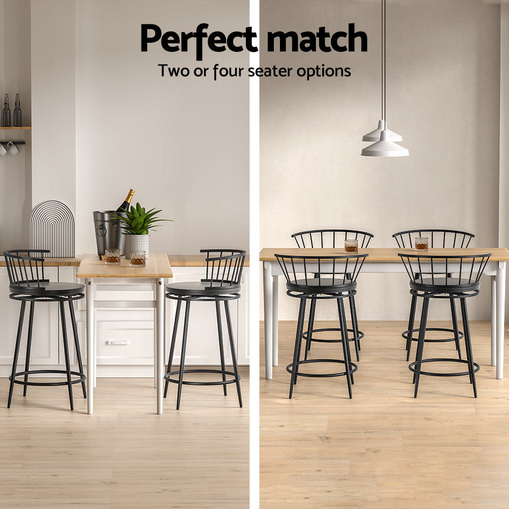 2x Bar Stools Swivel Metal Chairs