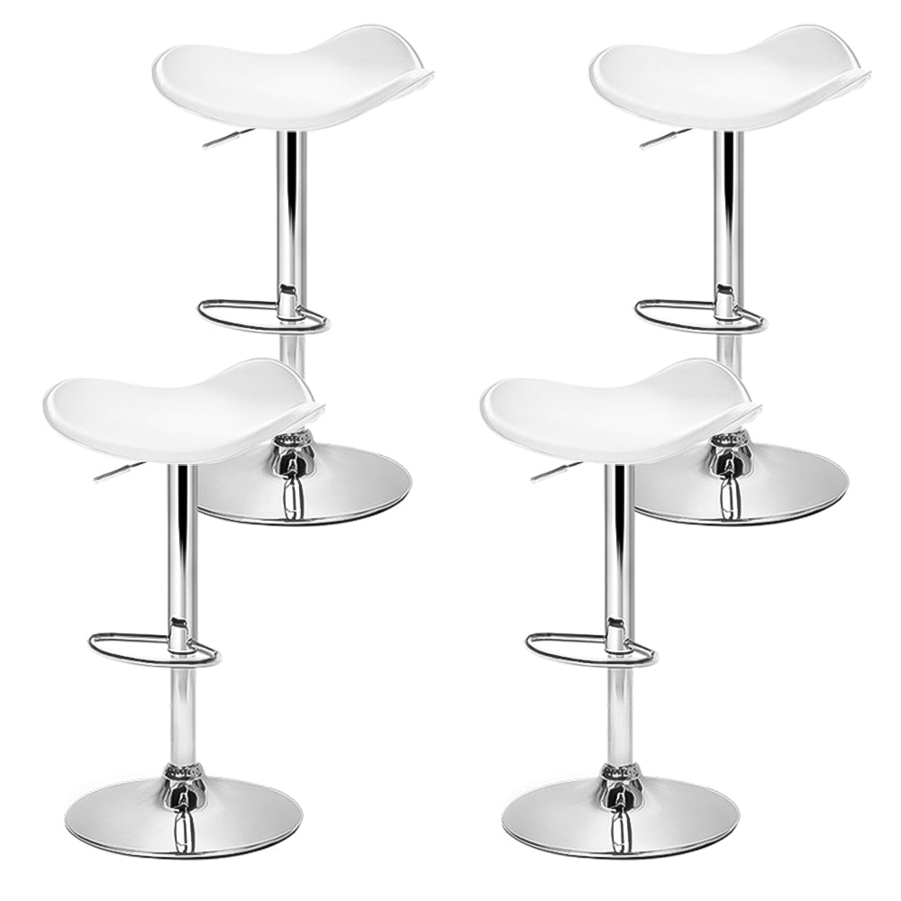 4x Bar Stools Leather Gas Lift Chair White
