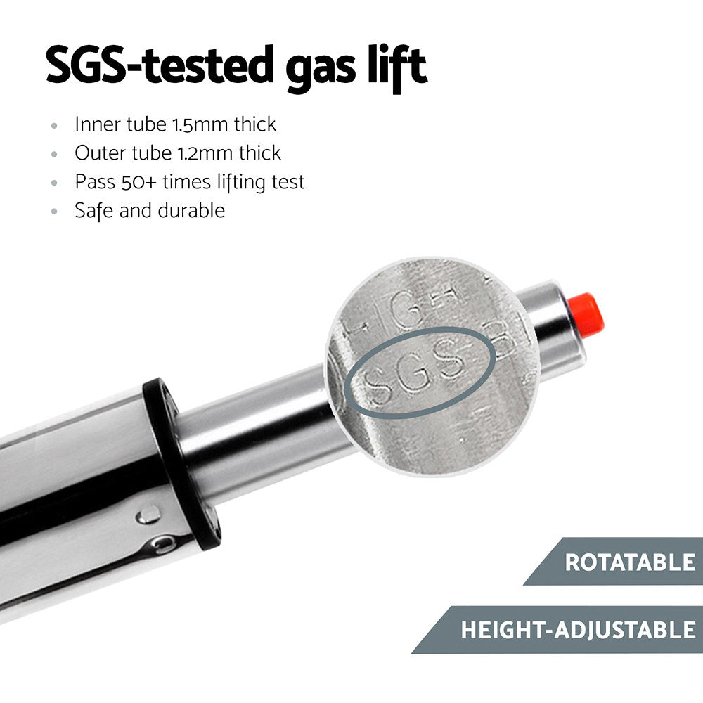 4x Bar Stools Fabric Gas Lift w/Armrest Grey