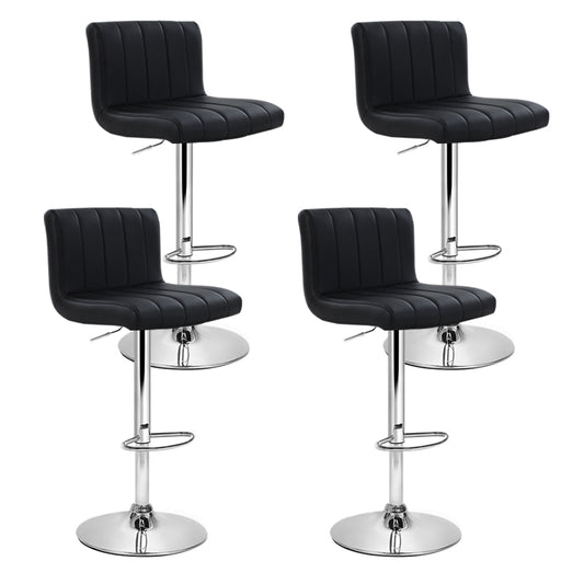4x Bar Stools Gas Lift Leather Black