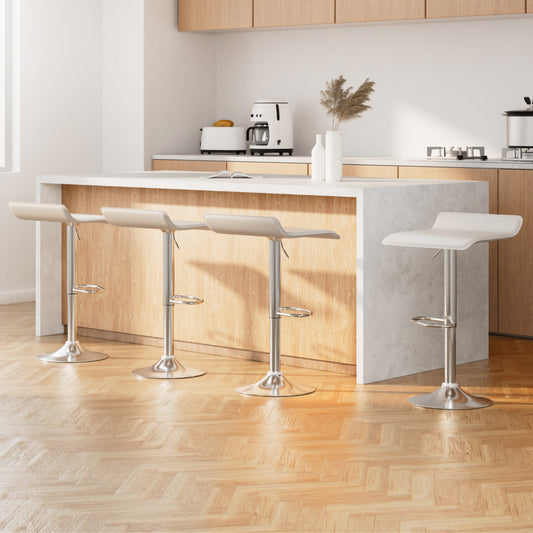 4x Bar Stools Faux Leather Chair White