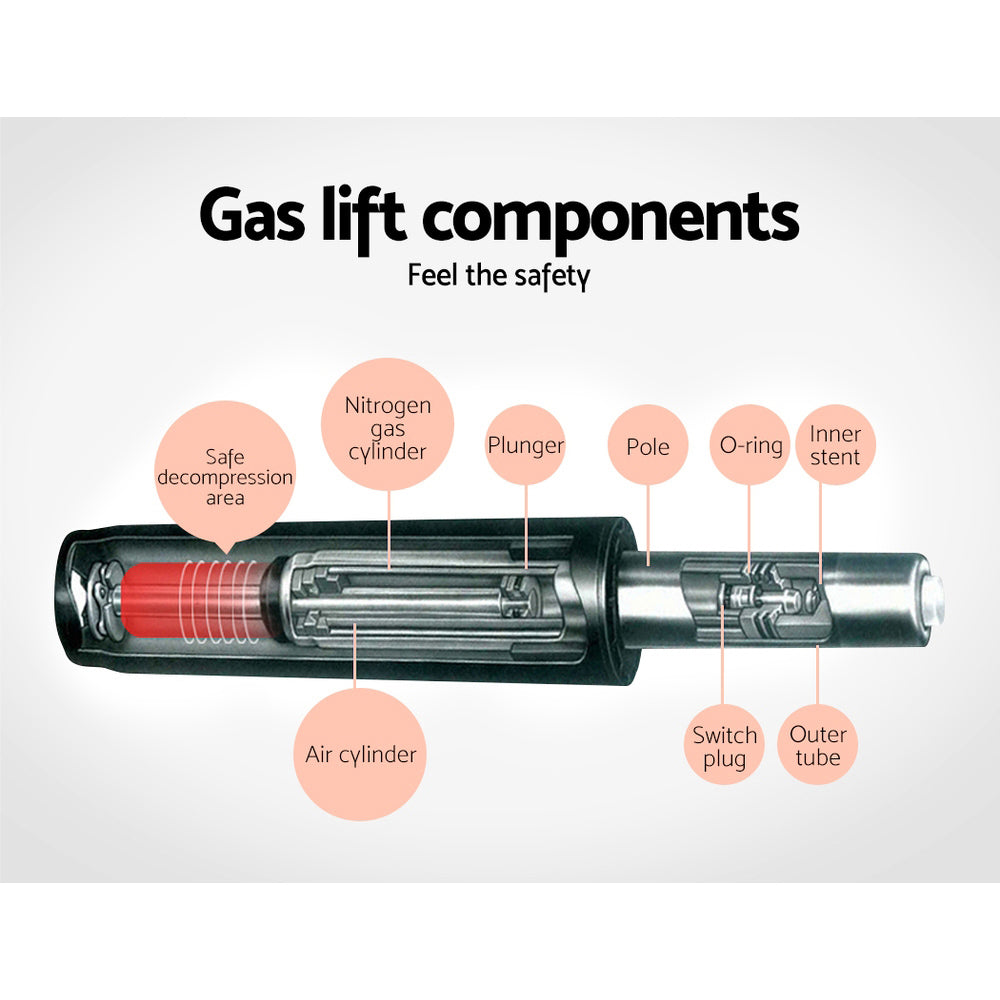 2x Bar Stools Leather Padded Gas Lift Grey