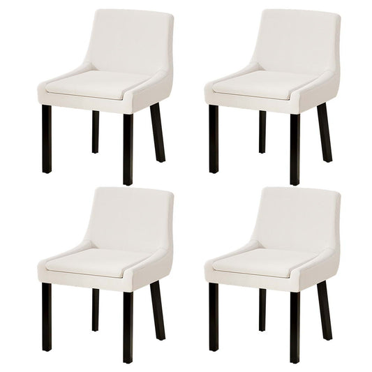 Dining Chairs Set of 4 Corduroy Wooden Beige