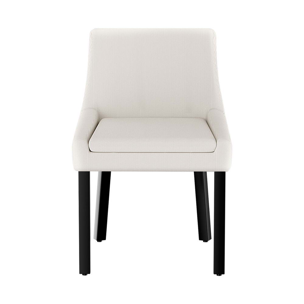 Dining Chairs Set of 4 Corduroy Wooden Beige