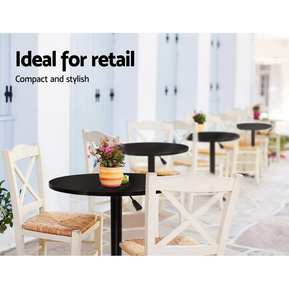 Bar Table Gas Lift Round Black