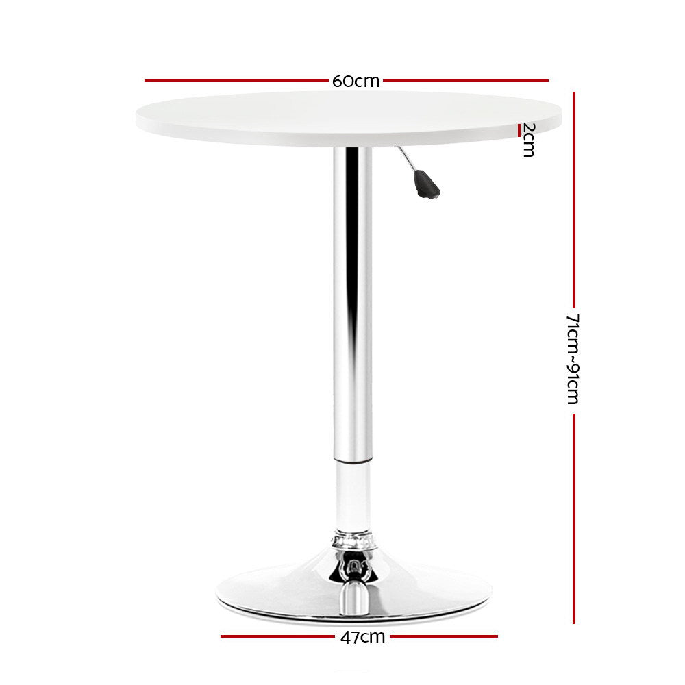Bar Table Gas Lift Round White