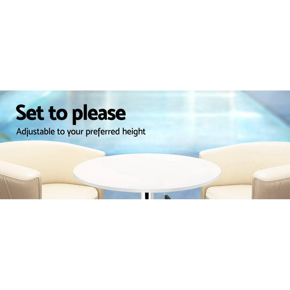 Bar Table Gas Lift Round White