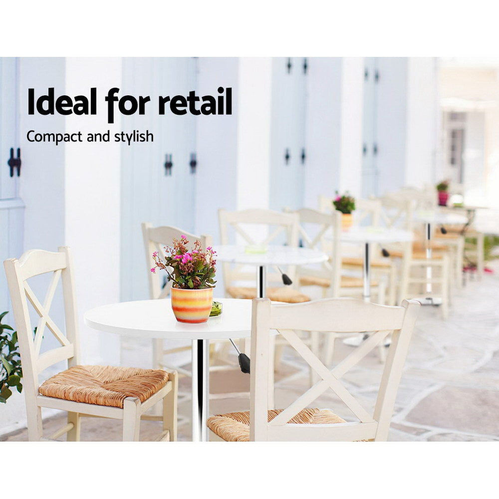 Bar Table Gas Lift Round White