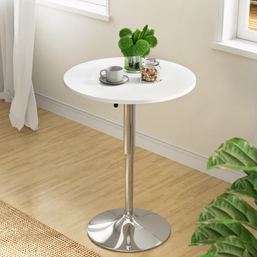 Bar Table Gas Lift Round White