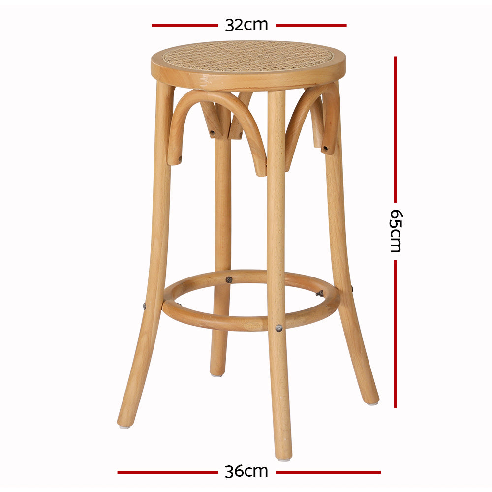 2x Bar Stoosl Rattan Seat Wooden