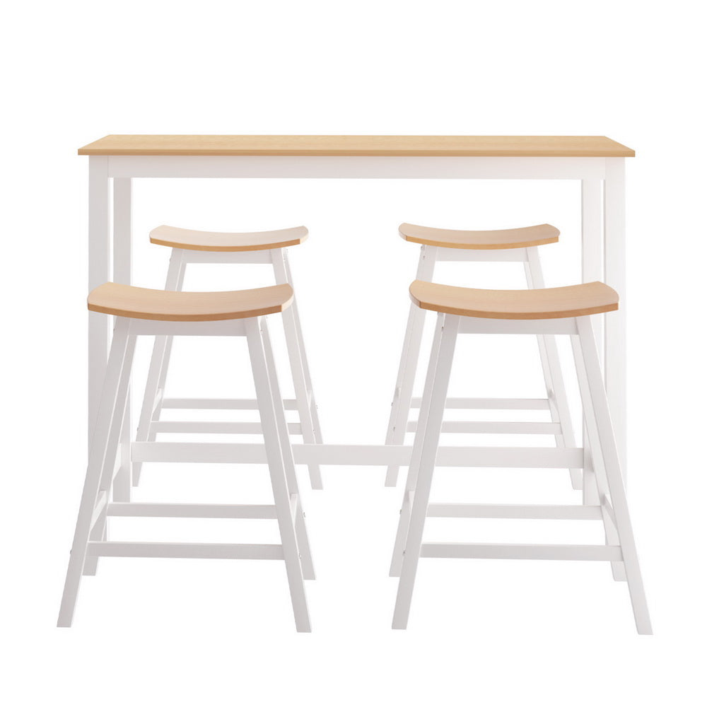 Bar Table and Stools Set Dining Desk Solid Wood Kitchen Chairs Cafe Pub