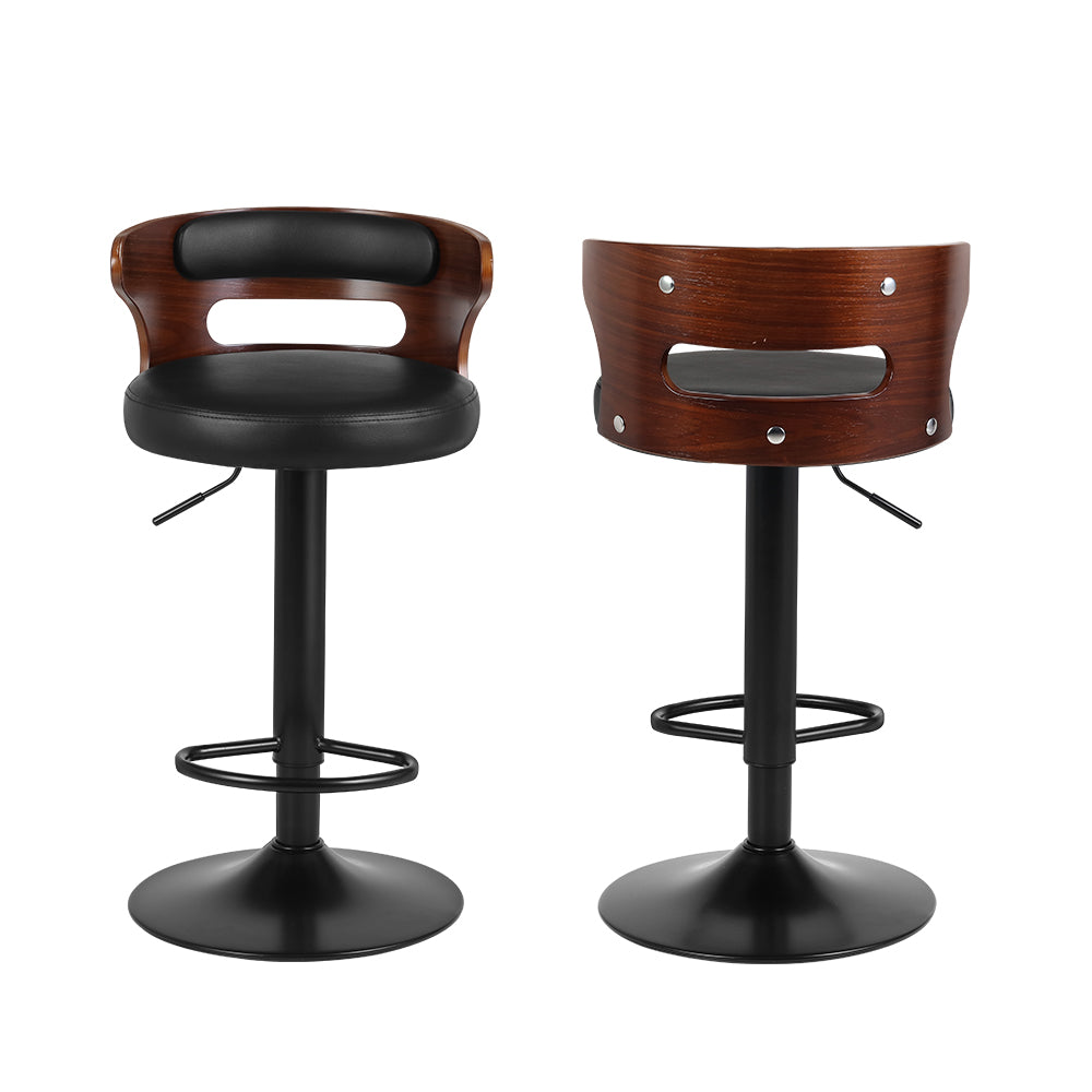 2x Bar Stools Gas Lift Faux Leather