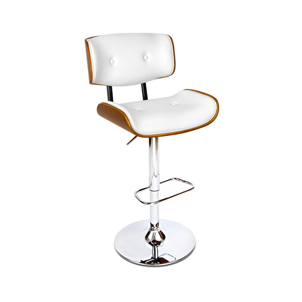 Bar Stools Gas Lift Leather White