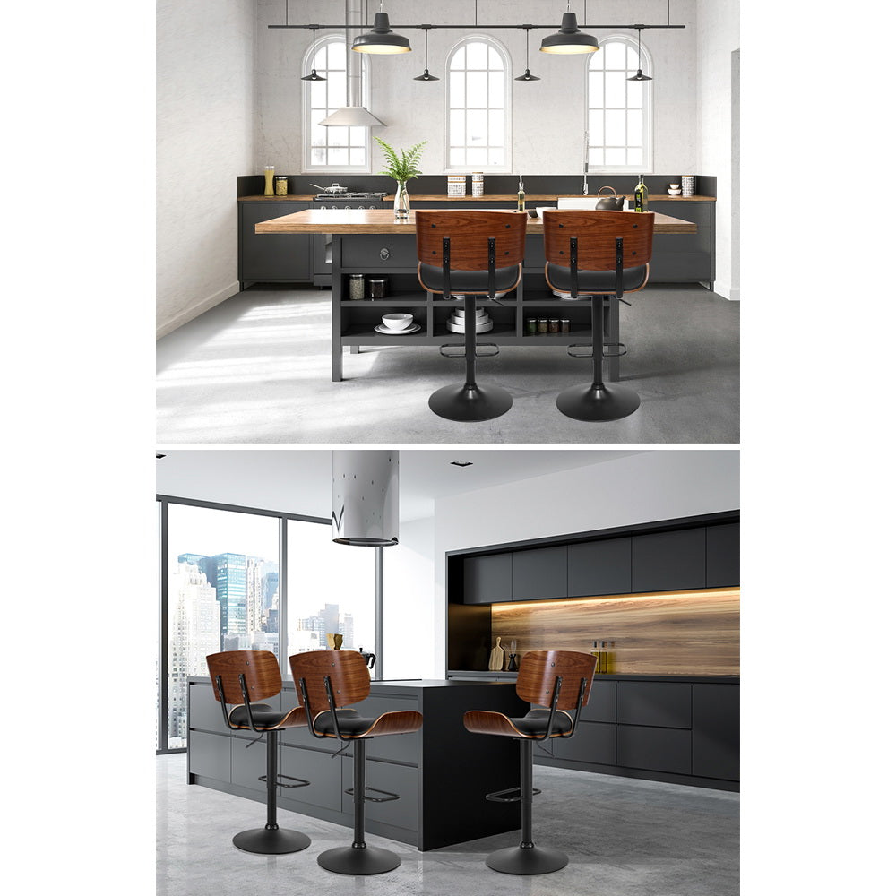 Bar Stools Gas Lift Leather All Black
