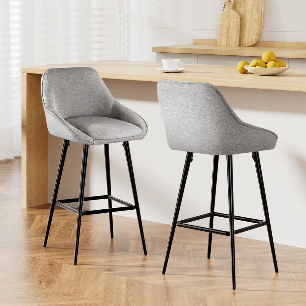 2x Bar Stools Upholstered Stool Counter Seat Kitchen Dining Chairs