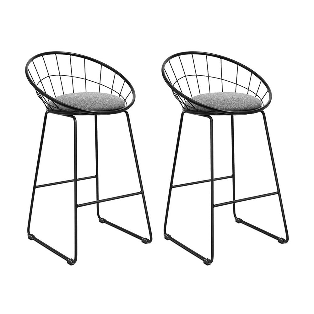 2x Bar Stools Padded Seat Metal