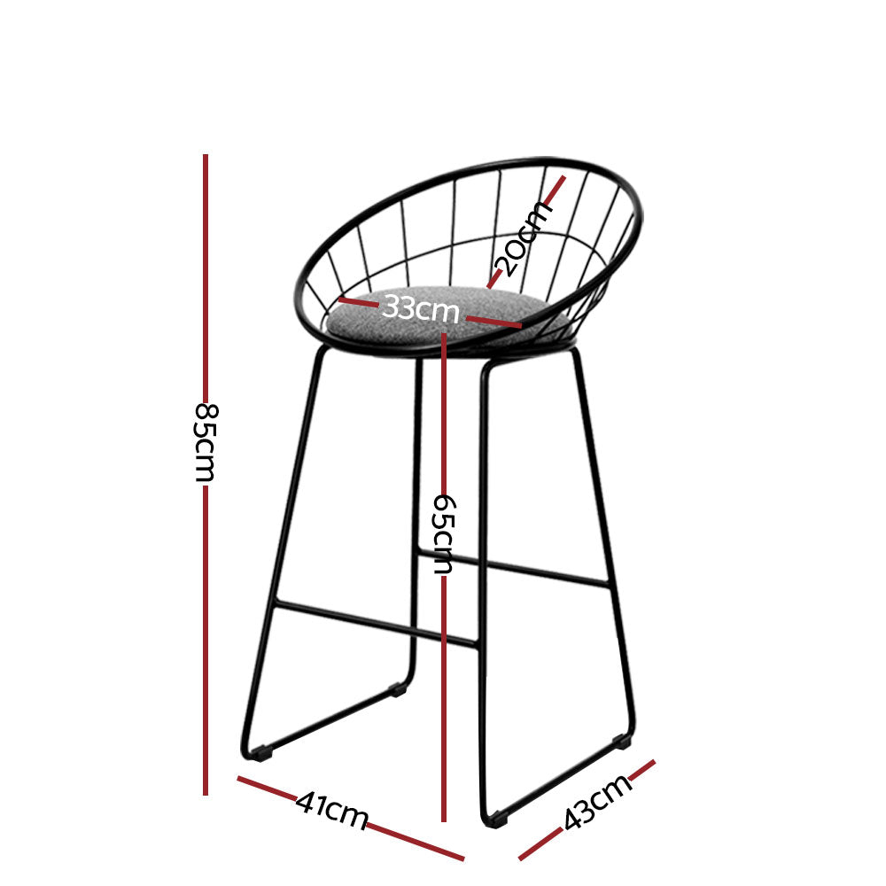 4x Bar Stools Padded Seat Metal