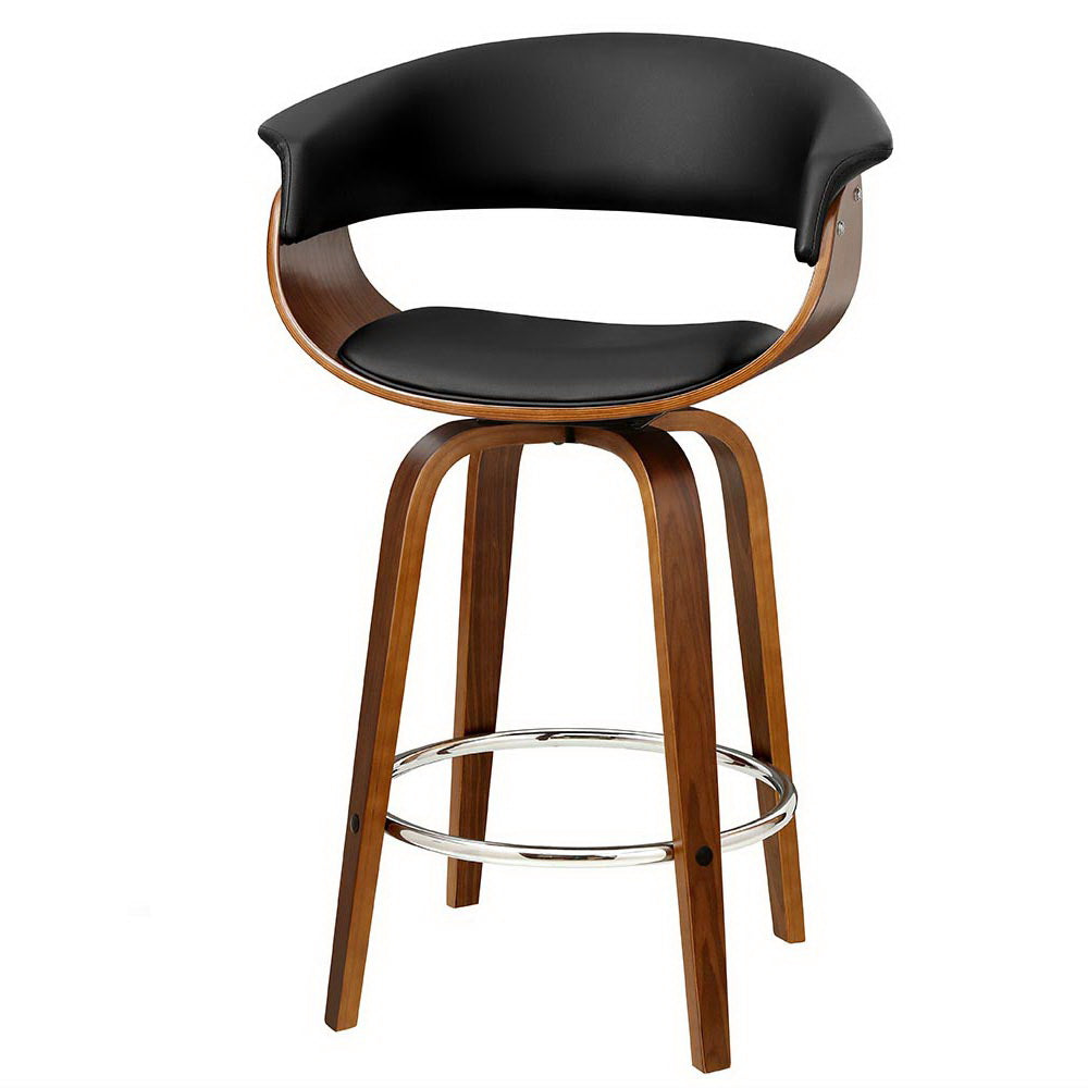 Bar Stools Swivel PU Seat Wooden