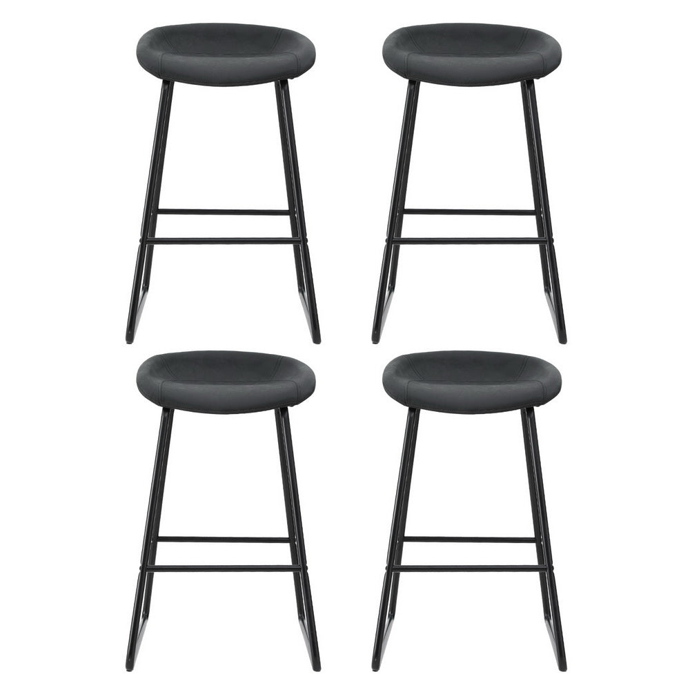 4x Bar Stools Kitchen Dining Chairs Counter Stool PU Leather Metal