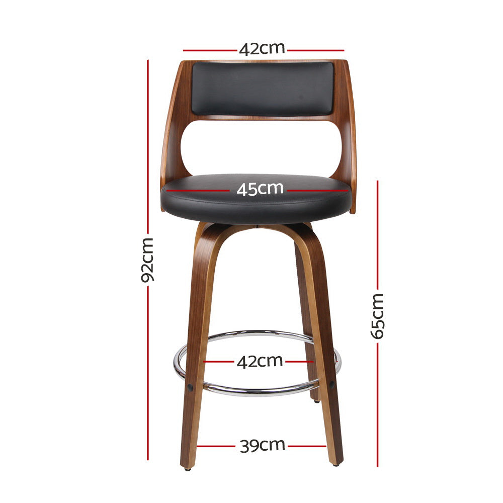 2x Bar Stools Swivel Leather Chair 65cm