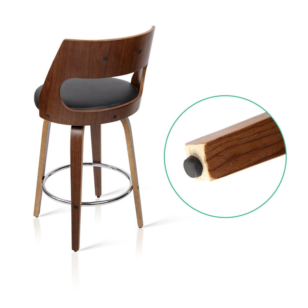 2x Bar Stools Swivel Leather Chair 65cm