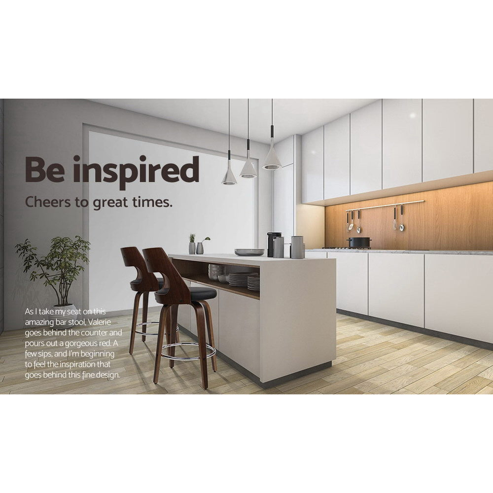 4x Bar Stools Swivel Leather Chair 76cm