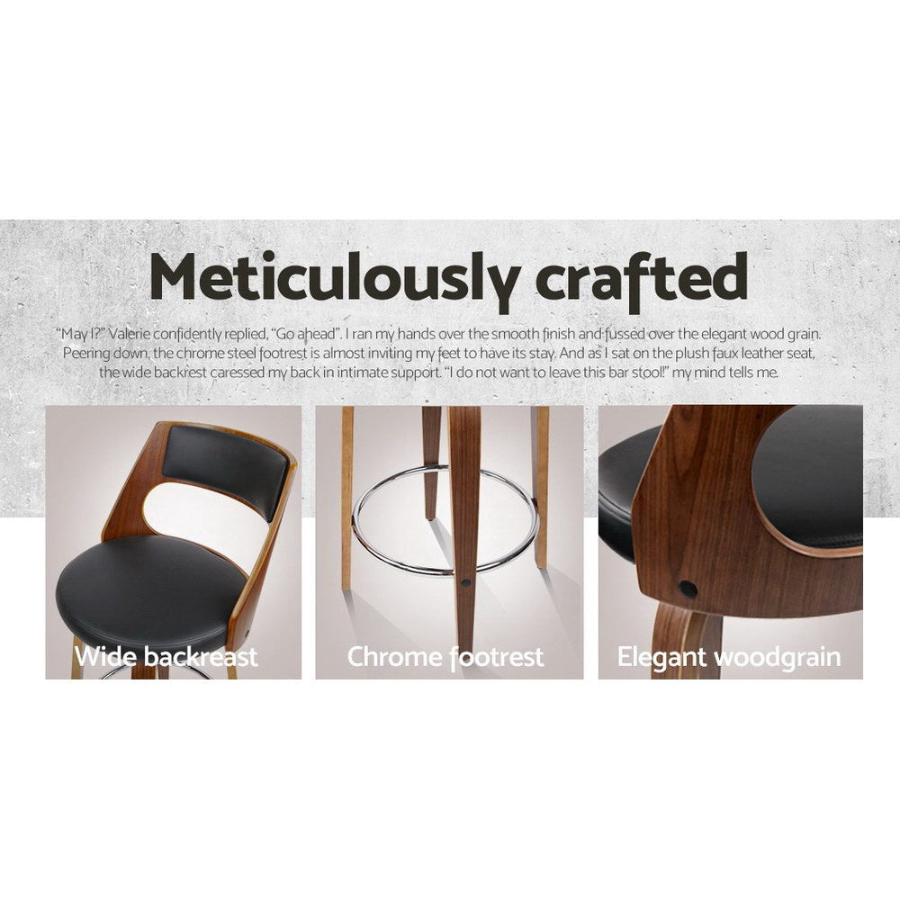 4x Bar Stools Swivel Leather Chair 76cm