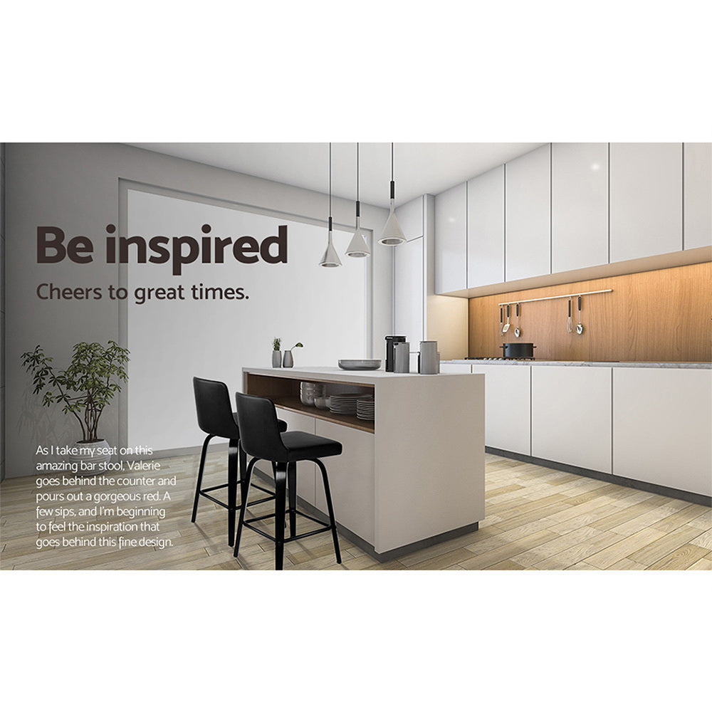 Bar Stools Kitchen Leather Barstools Swivel Wooden Chairs X2