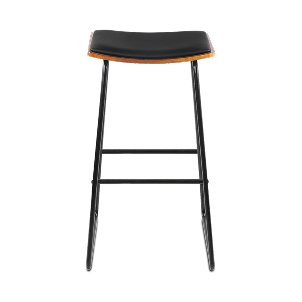 4x Bar Stools Leather Padded Metal