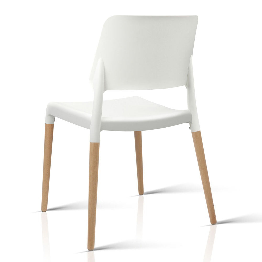 Dining Chairs Set of 4 Plastic Wooden Stackable White