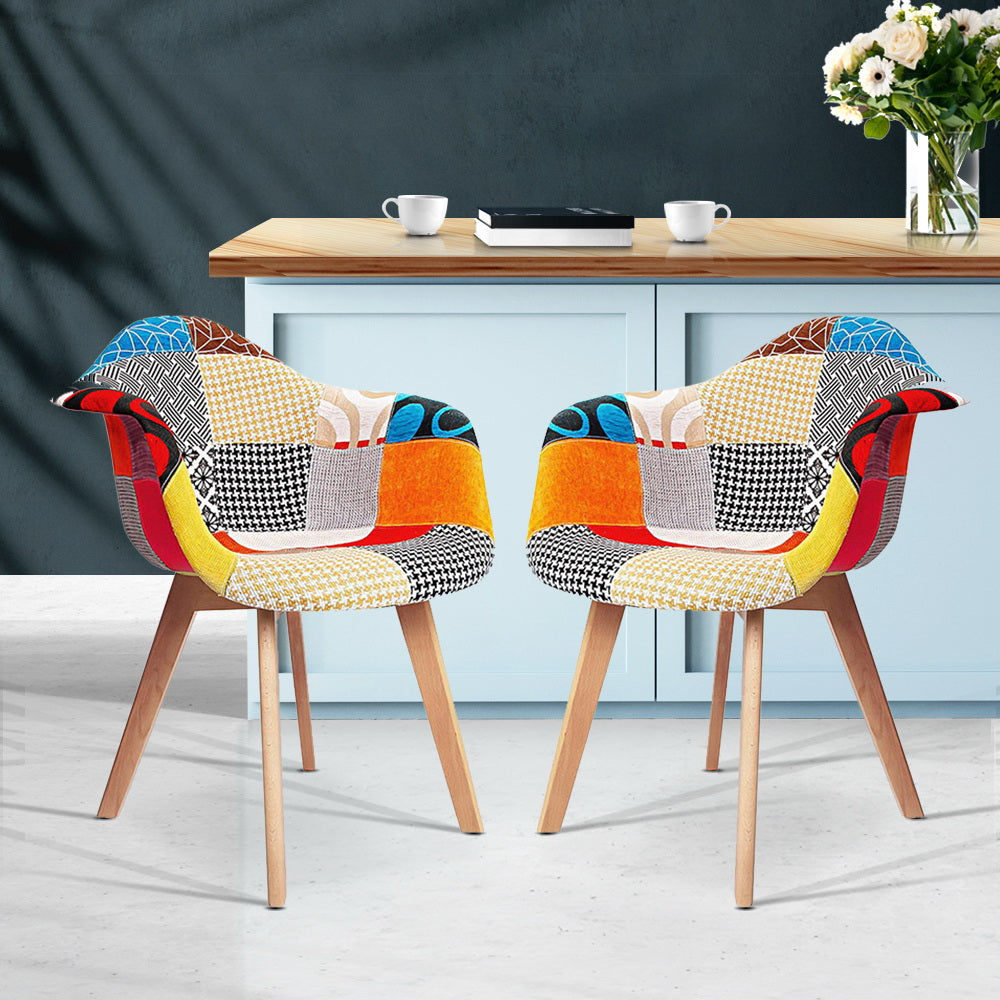 Dining Chairs Set of 2 Fabric Retro Replica DSW