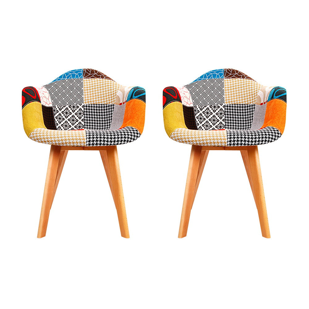 Dining Chairs Set of 2 Fabric Retro Replica DSW