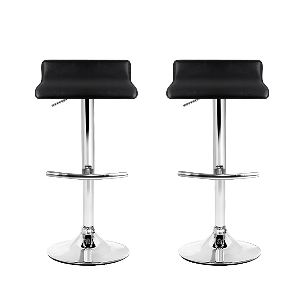 2x Bar Stools Adjustable Gas Lift Chairs Black
