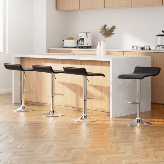 4x Bar Stools Adjustable Gas Lift Chairs Black