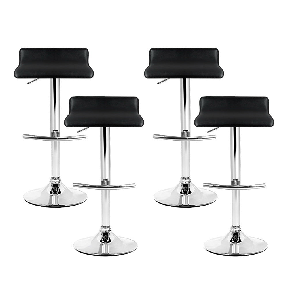 4x Bar Stools Adjustable Gas Lift Chairs Black