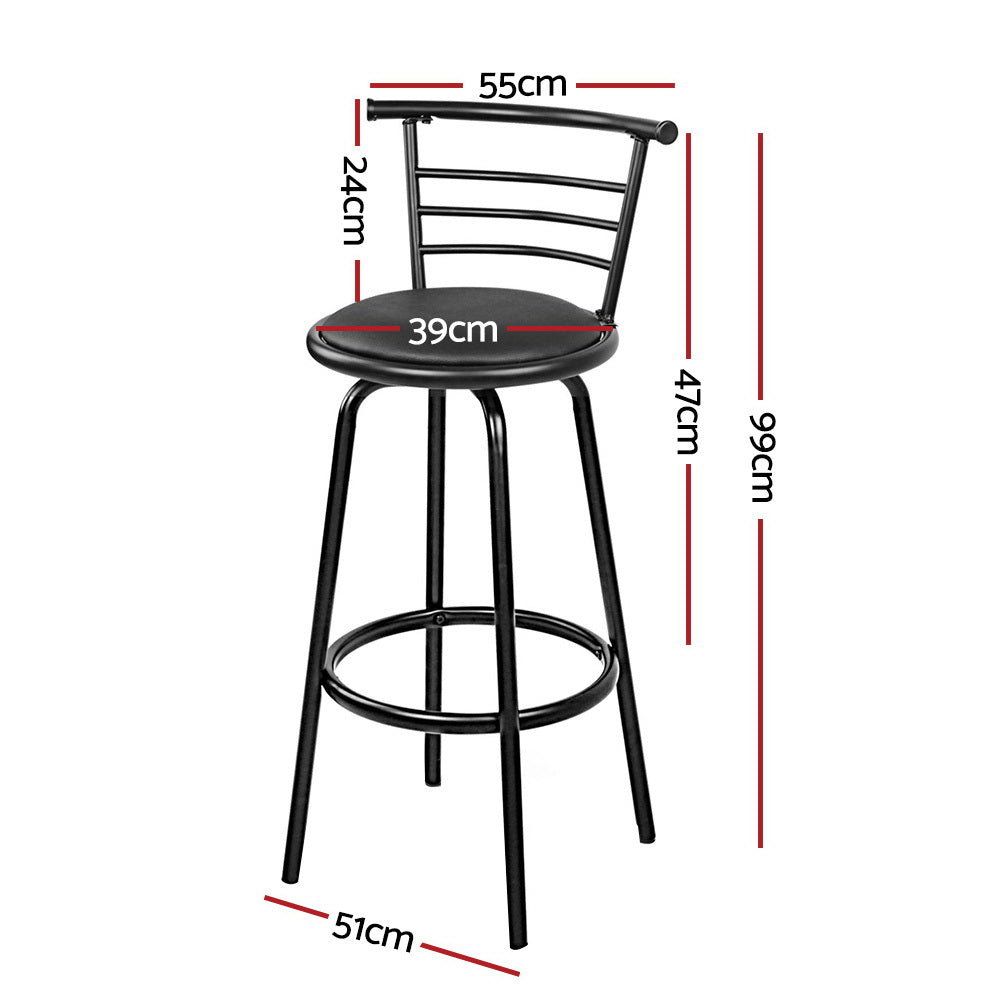 4x Bar Stools Swivel Leather Padded Metal