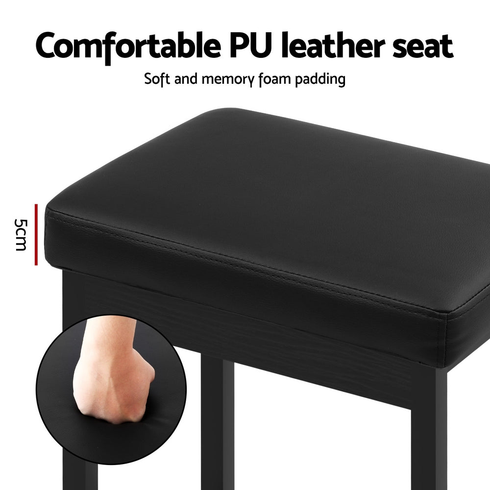 A Set of 4 Metal Bar Stools PU Seat Dining Counter Chairs