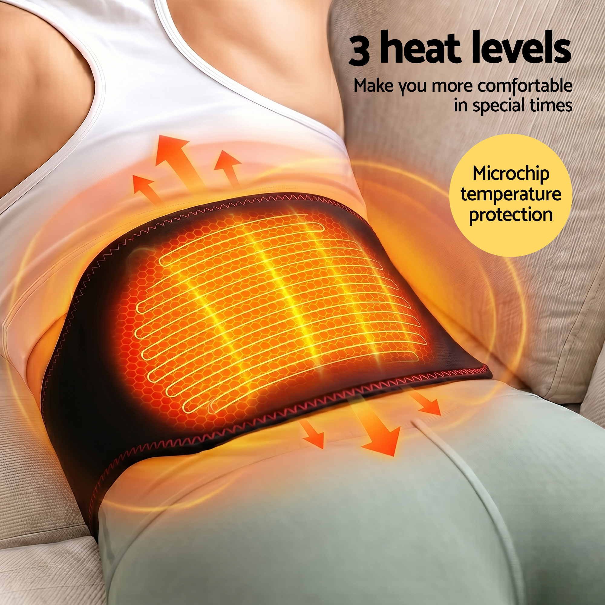 Livemor Back Massager for Sciatica Relief, Airbag Traction and Heat Lumbar Support Belt, 124cm