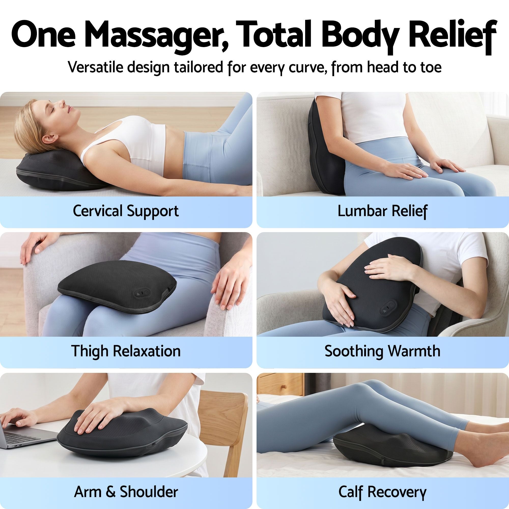 Livemor Back Massager with Heat, Cordless Electric Neck & Shoulder Massager Pillow, 3-Speed Deep Tissue Kneading for Lumbar, Thigh & Calf, Portable Muscle Relief for Home & Office Use