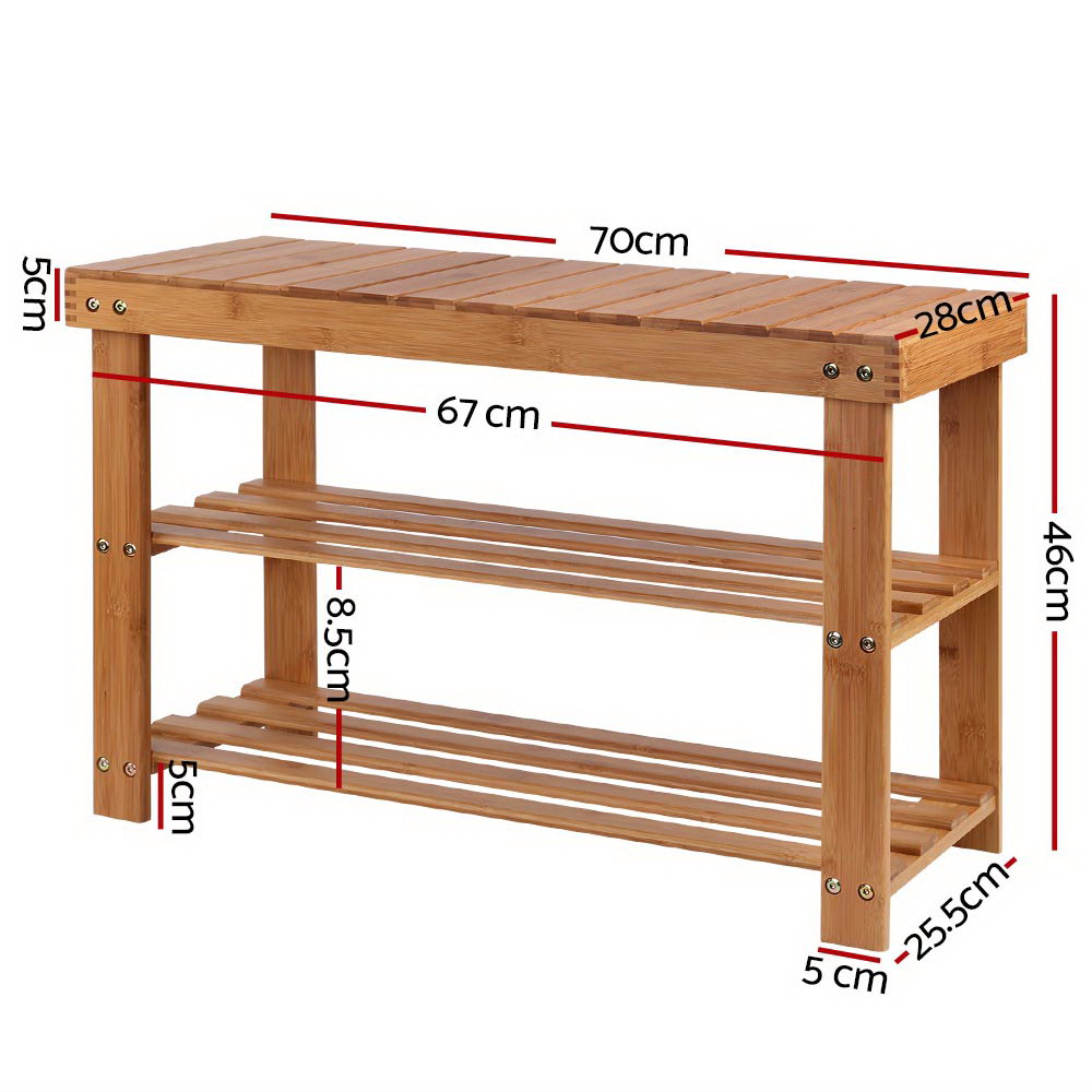 Shoe Rack Shoe Bench 10 Pairs Bamboo
