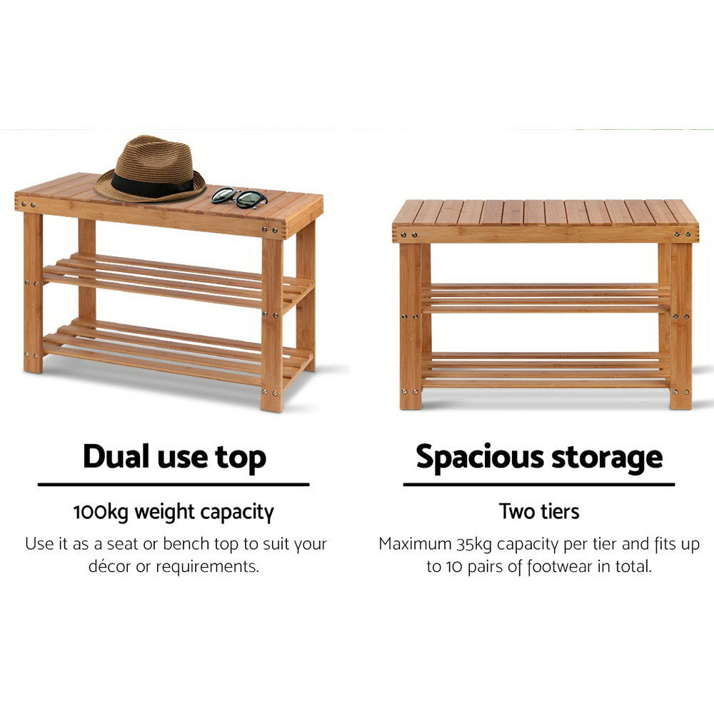 Shoe Rack Shoe Bench 10 Pairs Bamboo