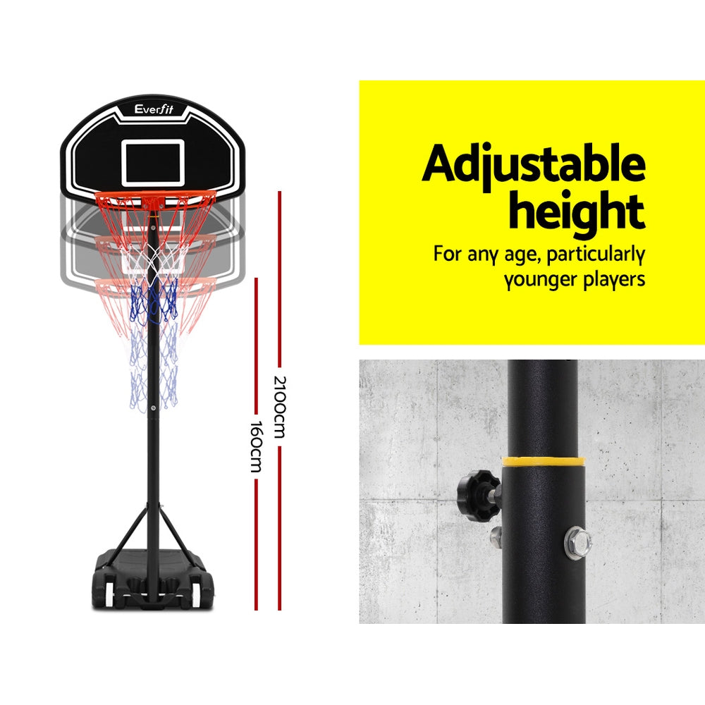 2.1M Basketball Hoop Stand System Adjustable Portable Pro Kids Black